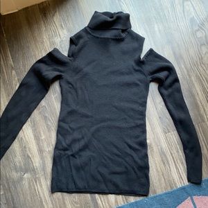 DKNY black shoulder cut out turtleneck small